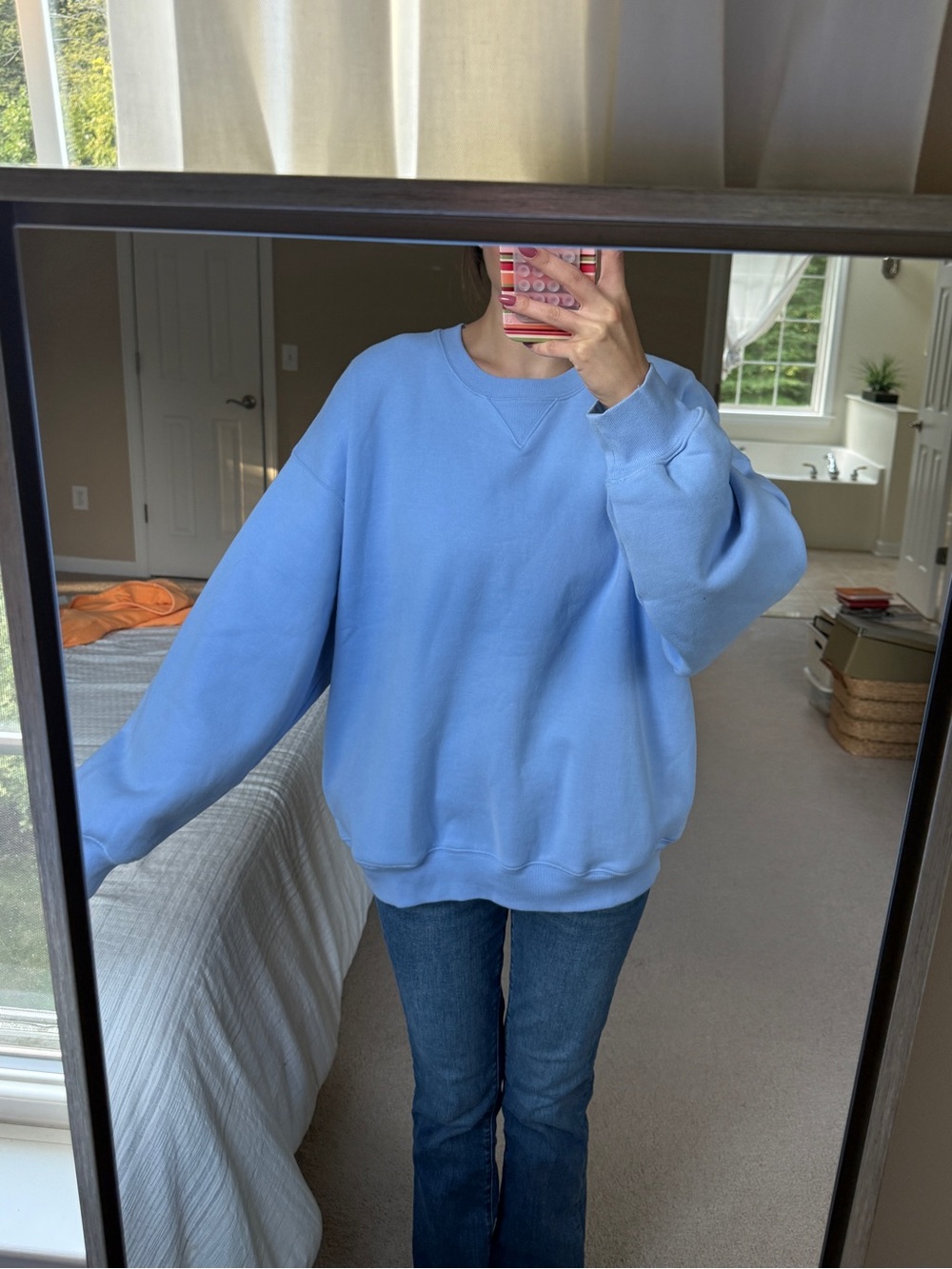 Aritzia Blue Oversized Crewneck Sweater